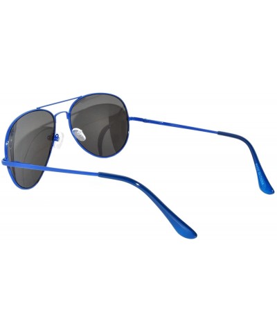 Aviator Full Mirror Lens Colored Metal Frame with Spring Hinge - Blue_mirror_lens - CT121JE4AED $8.84