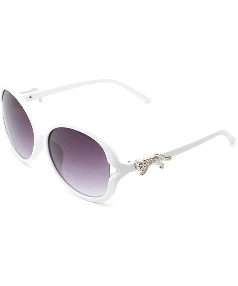 Oval Retro Classic Leopard Sunglasses for Women PC Resin UV 400 Protection Sunglasses - White - C018SZTXZ6X $28.46