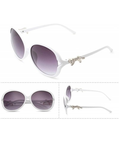 Oval Retro Classic Leopard Sunglasses for Women PC Resin UV 400 Protection Sunglasses - White - C018SZTXZ6X $16.31