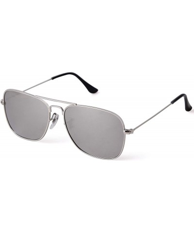 Square Retro Square Sunglasses for Women Men Unisex Vintage Polarized Lens Lightweight Sun Glasses - Silver Frame Lens - CO19...