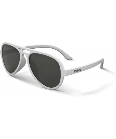 Aviator Unbreakable AVIATOR Sunglasses- White Frame- Anti-Reflective Smoke Lens - CT12NS9XK1U $12.75