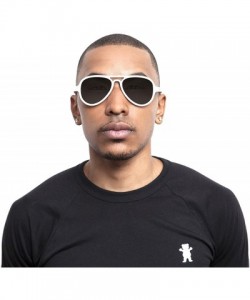 Aviator Unbreakable AVIATOR Sunglasses- White Frame- Anti-Reflective Smoke Lens - CT12NS9XK1U $12.75