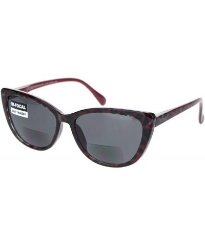 Square Bifocal Reading Sunglasses Small Magnified Square Womens Cateye Spring Hinge - Burgundy Tortoise - C418TRHOIUY $12.23