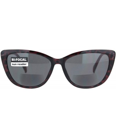 Square Bifocal Reading Sunglasses Small Magnified Square Womens Cateye Spring Hinge - Burgundy Tortoise - C418TRHOIUY $12.23