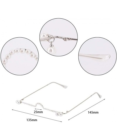 Butterfly Women Girls Fashion Retro Decorative Eyeglasses No-Lens Half Glasses Metal Frame - Silver Pearls - C8198A3CXYU $14.47