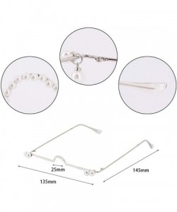 Butterfly Women Girls Fashion Retro Decorative Eyeglasses No-Lens Half Glasses Metal Frame - Silver Pearls - C8198A3CXYU $14.47