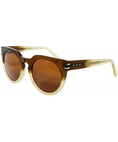 Cat Eye Round Cat Eye Two Toned Fashion Polarized Sunglasses - Brown/Cream - C418EO2II45 $41.43
