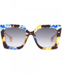 Square designer classic sunglasses protection windproof - Floral/Black - CO1999RK962 $11.00