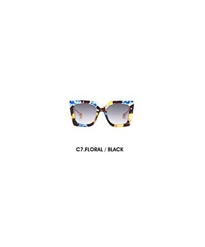 Square designer classic sunglasses protection windproof - Floral/Black - CO1999RK962 $11.00