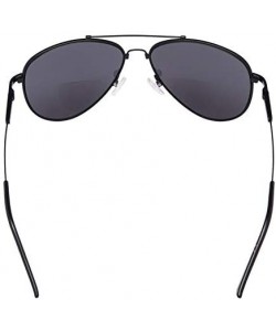 Rectangular Bifocal Sunglasses - Polit Style Reading Sunglass with Memory Bridge and Arm - Black Frame Grey Lens - CR18EGD5IX...