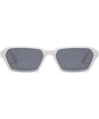 Oval Vintage Rectangle Sunglasses Small Frame Women Square Fashion Eyewear - White Gray - CN18DW054WW $19.62