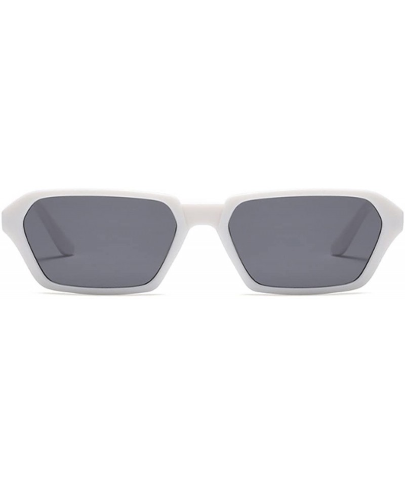 Oval Vintage Rectangle Sunglasses Small Frame Women Square Fashion Eyewear - White Gray - CN18DW054WW $12.30