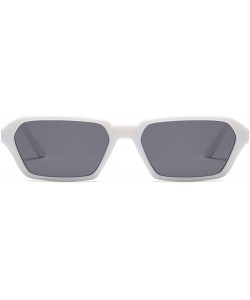 Oval Vintage Rectangle Sunglasses Small Frame Women Square Fashion Eyewear - White Gray - CN18DW054WW $12.30