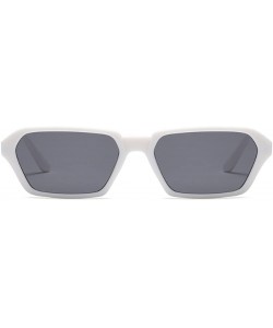 Oval Vintage Rectangle Sunglasses Small Frame Women Square Fashion Eyewear - White Gray - CN18DW054WW $12.30