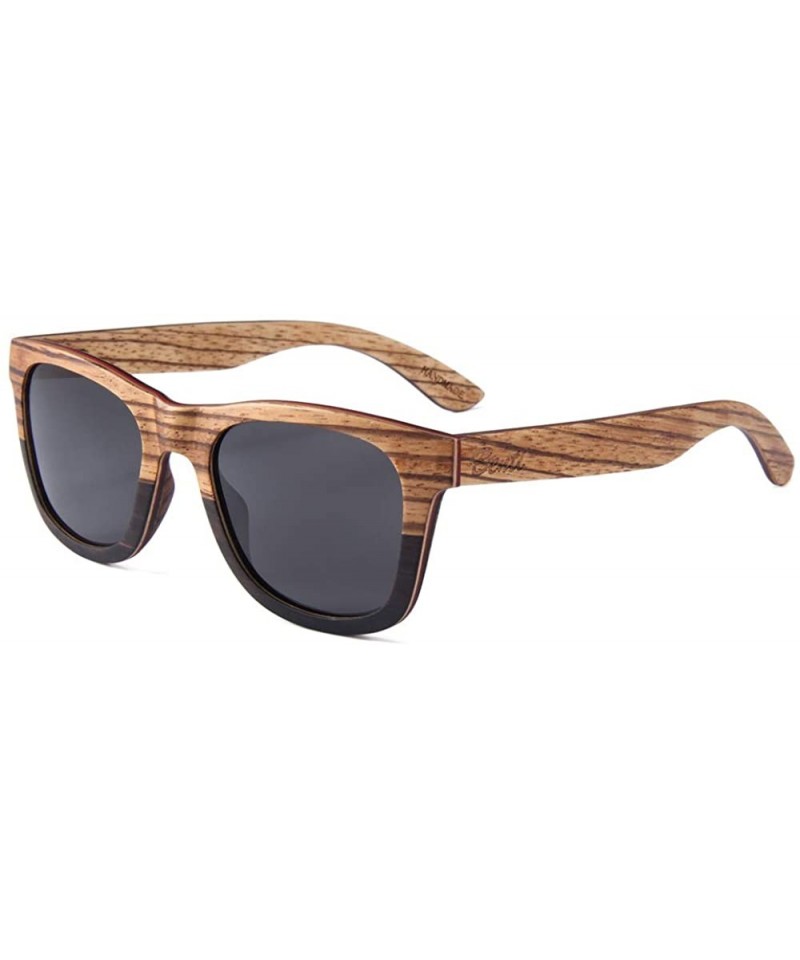 Wayfarer Wood Polarized Sunglasses for Men and Women - Two-Tone - UV Protected - Hounds - CF18NMA9UTE $40.43