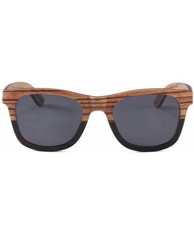 Wayfarer Wood Polarized Sunglasses for Men and Women - Two-Tone - UV Protected - Hounds - CF18NMA9UTE $40.43