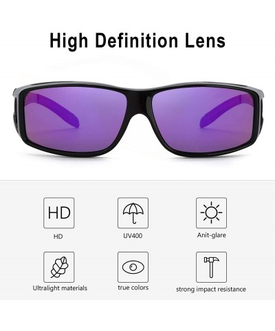 Rectangular Fit Over Glasses Sunglasses HD Polarized Lenses- Wrap Around Sunglasses Wear Over Regular Glasses UV Protection -...