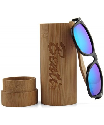 Wayfarer Wood Polarized Sunglasses for Men and Women - Two-Tone - UV Protected - Hounds - CF18NMA9UTE $40.43