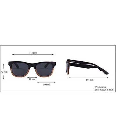 Wayfarer Wood Polarized Sunglasses for Men and Women - Two-Tone - UV Protected - Hounds - CF18NMA9UTE $40.43