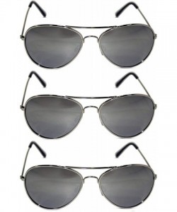 Aviator 3 Pack of Silver Mirrored Aviator Sunglasses w/Gold Black & Silver Frame - Silver - CL17X6EW83U $11.69
