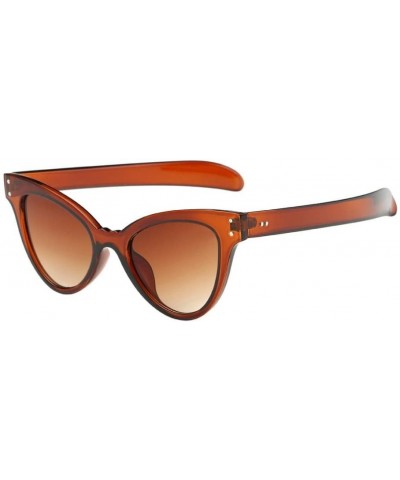 Aviator Cat Eye Sunglasses - Neutral Retro Heart Frame UV400 Eyewear Fashion Sunglasses (Brown) - Brown - CY18E4SZRIM $9.60