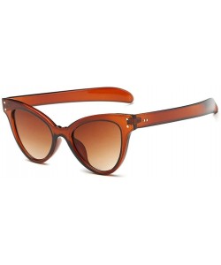 Aviator Cat Eye Sunglasses - Neutral Retro Heart Frame UV400 Eyewear Fashion Sunglasses (Brown) - Brown - CY18E4SZRIM $9.60