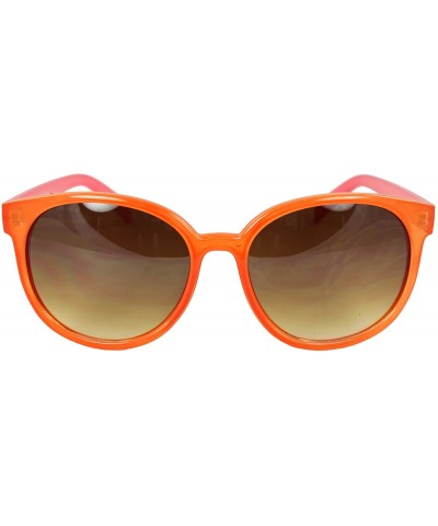 Oval Retro Oval Gangnam Style Fashion Sunglasses Orange Pink Frame Amber Lenses - CV1108HW1C7 $20.92