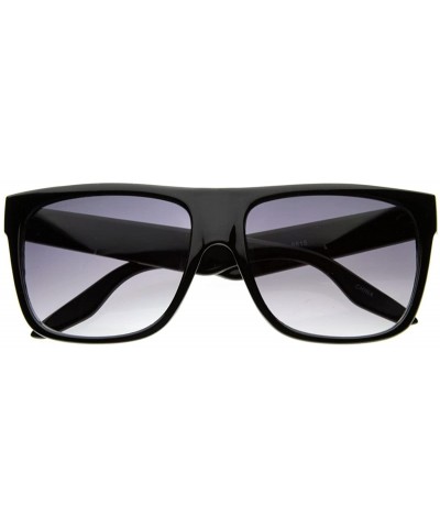 Wayfarer Casual Shades Menswear Plastic Flat Top Horn Rimmed Style Sunglasses Eyewear (Shiny Black) - CN116Q2OWC5 $9.86
