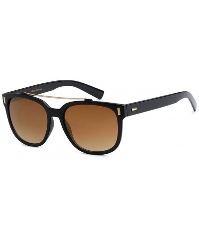 Oval Browline Retro Sunglasses - Black/Yellow - CP18DOG4SGZ $9.13