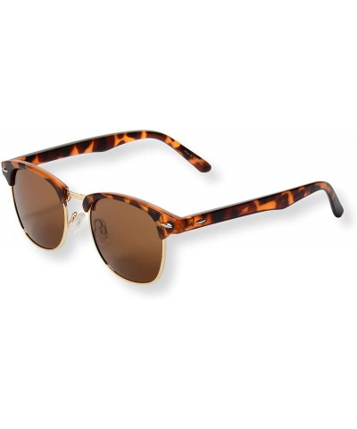 Square Classic Half Frame Polarized Semi-Rimless Sunglasses (NEERD) - Matt Tortoise - CN186H2CGZ2 $10.97