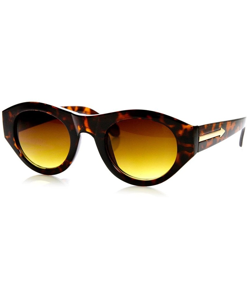 Oval High Fashion Bold Rim Oval Womens Sunglasses (Brown-Tortoise) - CY11MV61KWF $11.23