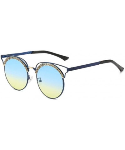 Sport Round Frame Sunglasses Sunshade Sunglasses Metal Fashion Retro Glasses - 4 - CL1906CSUQ3 $27.71