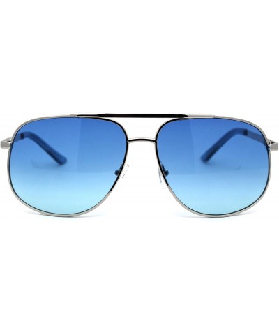 Oversized Bright Color Lens Oversize Rectangular Pilot Sunglasses - Blue - C111EHHLHIX $11.29
