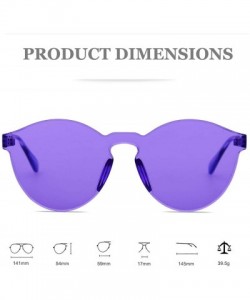 Round One Piece Rimless Sunglasses Colorful Transparent Round Oversized Retro Glasses - Purple - CZ18D2Y9NL6 $18.26