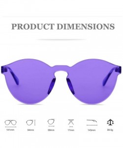 Round One Piece Rimless Sunglasses Colorful Transparent Round Oversized Retro Glasses - Purple - CZ18D2Y9NL6 $9.63