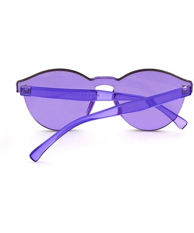 Round One Piece Rimless Sunglasses Colorful Transparent Round Oversized Retro Glasses - Purple - CZ18D2Y9NL6 $9.63