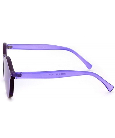 Round One Piece Rimless Sunglasses Colorful Transparent Round Oversized Retro Glasses - Purple - CZ18D2Y9NL6 $18.26