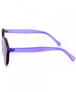 Round One Piece Rimless Sunglasses Colorful Transparent Round Oversized Retro Glasses - Purple - CZ18D2Y9NL6 $18.26
