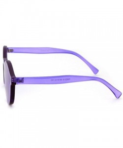 Round One Piece Rimless Sunglasses Colorful Transparent Round Oversized Retro Glasses - Purple - CZ18D2Y9NL6 $9.63