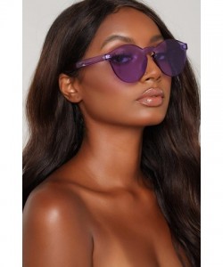 Round One Piece Rimless Sunglasses Colorful Transparent Round Oversized Retro Glasses - Purple - CZ18D2Y9NL6 $9.63