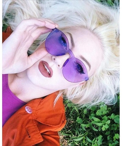 Round One Piece Rimless Sunglasses Colorful Transparent Round Oversized Retro Glasses - Purple - CZ18D2Y9NL6 $18.26