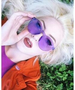 Round One Piece Rimless Sunglasses Colorful Transparent Round Oversized Retro Glasses - Purple - CZ18D2Y9NL6 $18.26