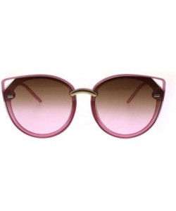 Oversized Designer Fashion Womens Sunglasses Round Cateye Frame UV 400 - Pink (Brown Pink) - C018GD5UTC2 $10.27