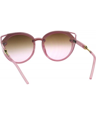 Oversized Designer Fashion Womens Sunglasses Round Cateye Frame UV 400 - Pink (Brown Pink) - C018GD5UTC2 $10.27