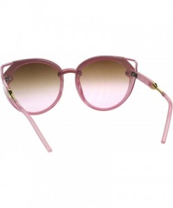 Oversized Designer Fashion Womens Sunglasses Round Cateye Frame UV 400 - Pink (Brown Pink) - C018GD5UTC2 $10.27