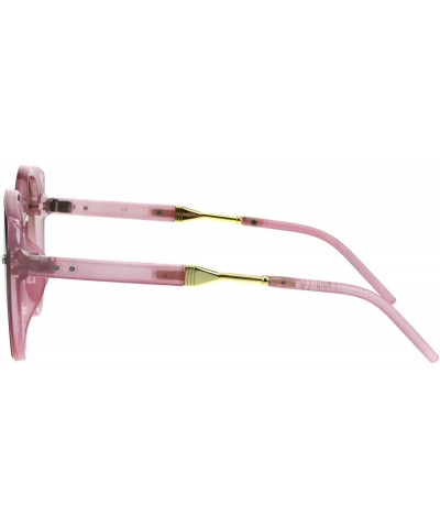 Oversized Designer Fashion Womens Sunglasses Round Cateye Frame UV 400 - Pink (Brown Pink) - C018GD5UTC2 $10.27