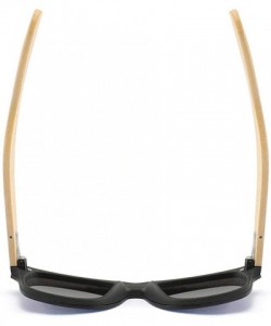 Square Wooden sunglasses men's ladies square bamboo mirror sunglasses oversized retro - Kp8849-c3 - CR190LM2X34 $22.66