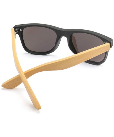 Square Wooden sunglasses men's ladies square bamboo mirror sunglasses oversized retro - Kp8849-c3 - CR190LM2X34 $22.66