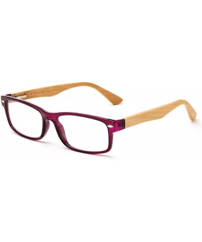 Oval Unisex Translucent Simple Design No Logo Clear Lens Glasses Squared Fashion Frames - Purple Bamboo - CR12MZUEQV7 $21.23