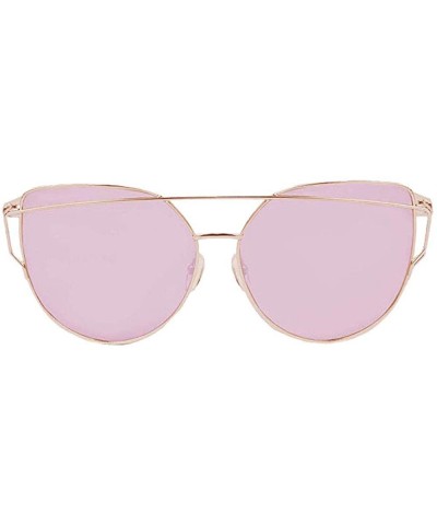 Aviator Designer Aviator Women's Sunglasses - Trendy Fashion Glasses with UV Sun Protection - Sass - Rose - CT18IC0GEMN $10.69
